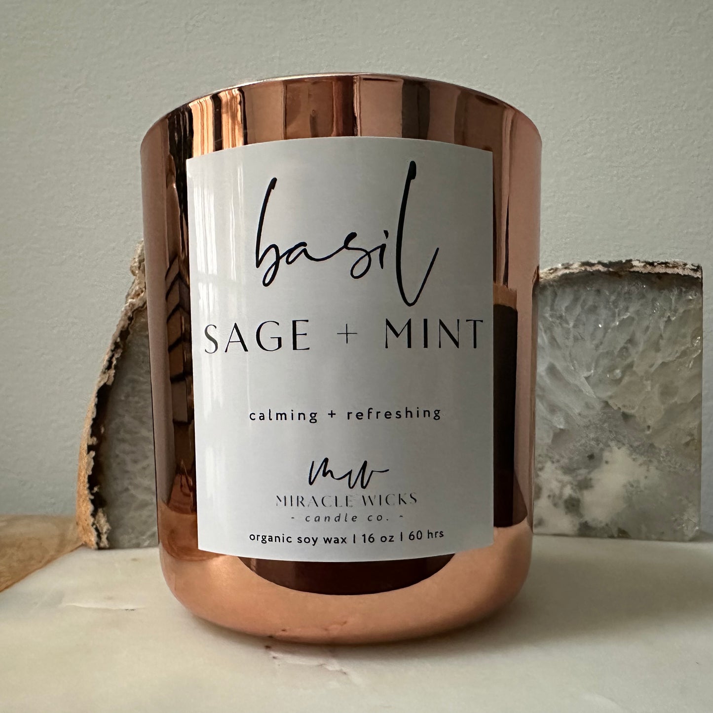 Basil Sage & Mint Candle in Lustrous Copper Vessel