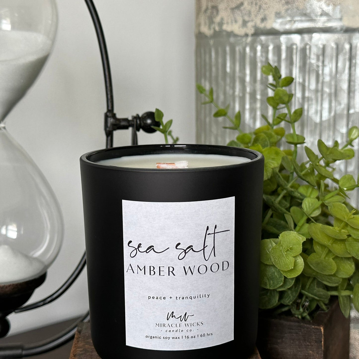 Sea Salt Amber Wood Candle