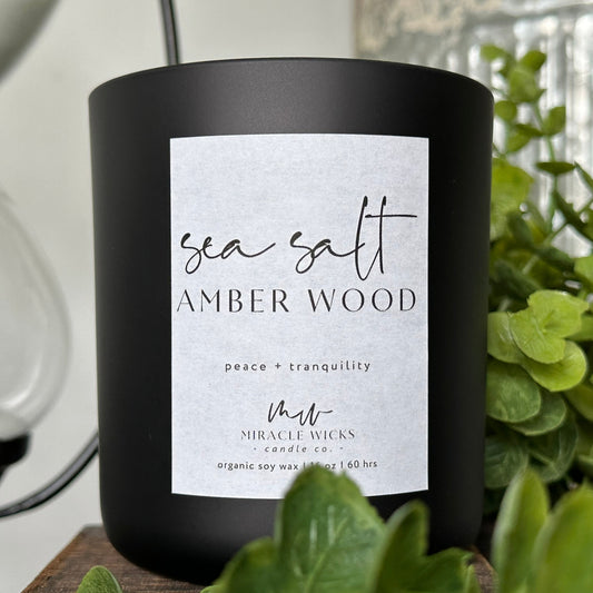 Sea Salt Amber Wood Candle